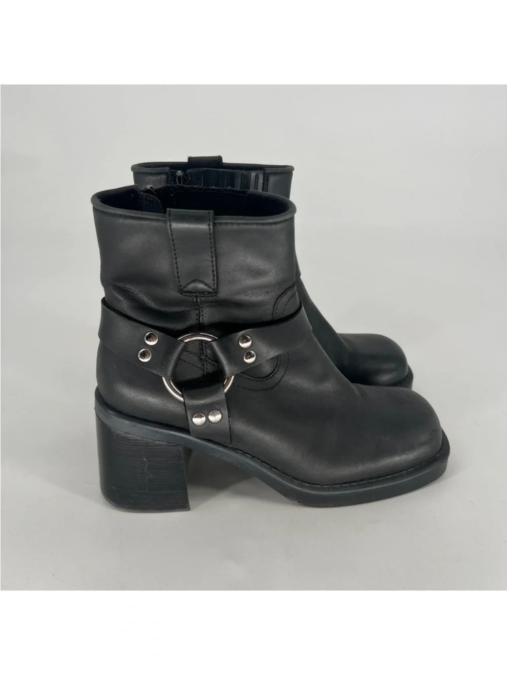 Jeffrey Campbell Operator Platform Moto Boot Womens 7.5 Black Leather Biker - Picture 2 of 6